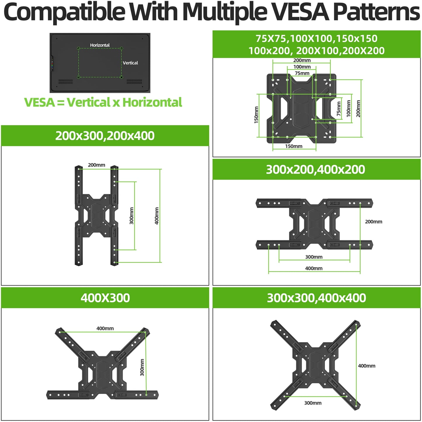 Full Motion TV Wall Mount Bracket with Swivel Arm for 23 to 55 Inch TVs