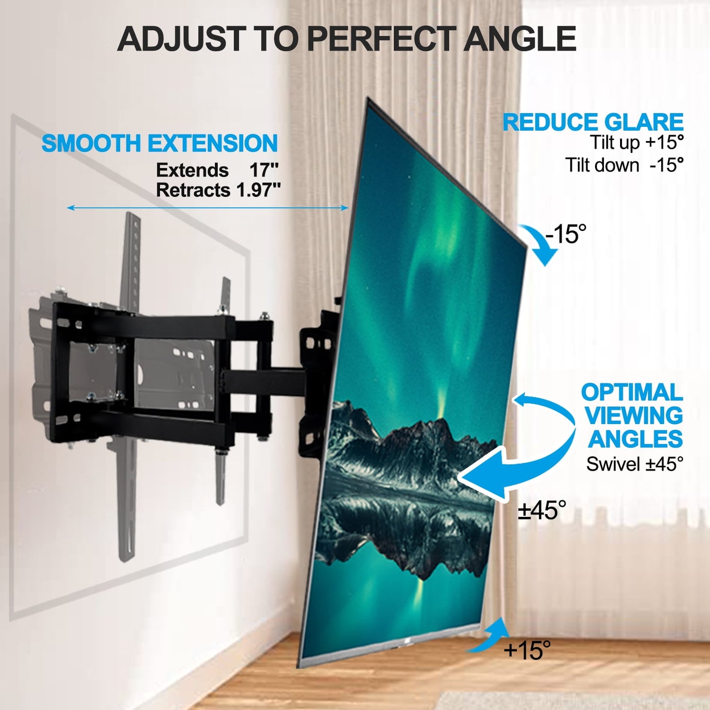 Full Motion TV Wall Mount Bracket for 32-80 inch TVs