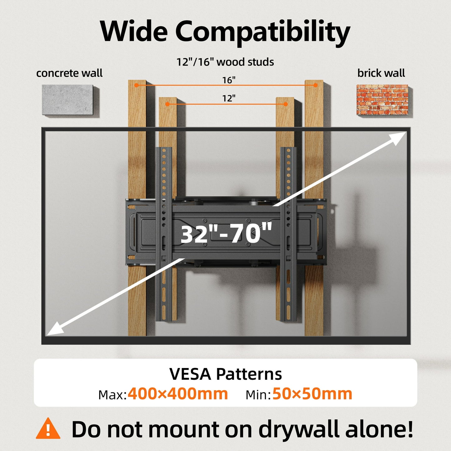 Full Motion TV Wall Mount for 26-70 inch TVs