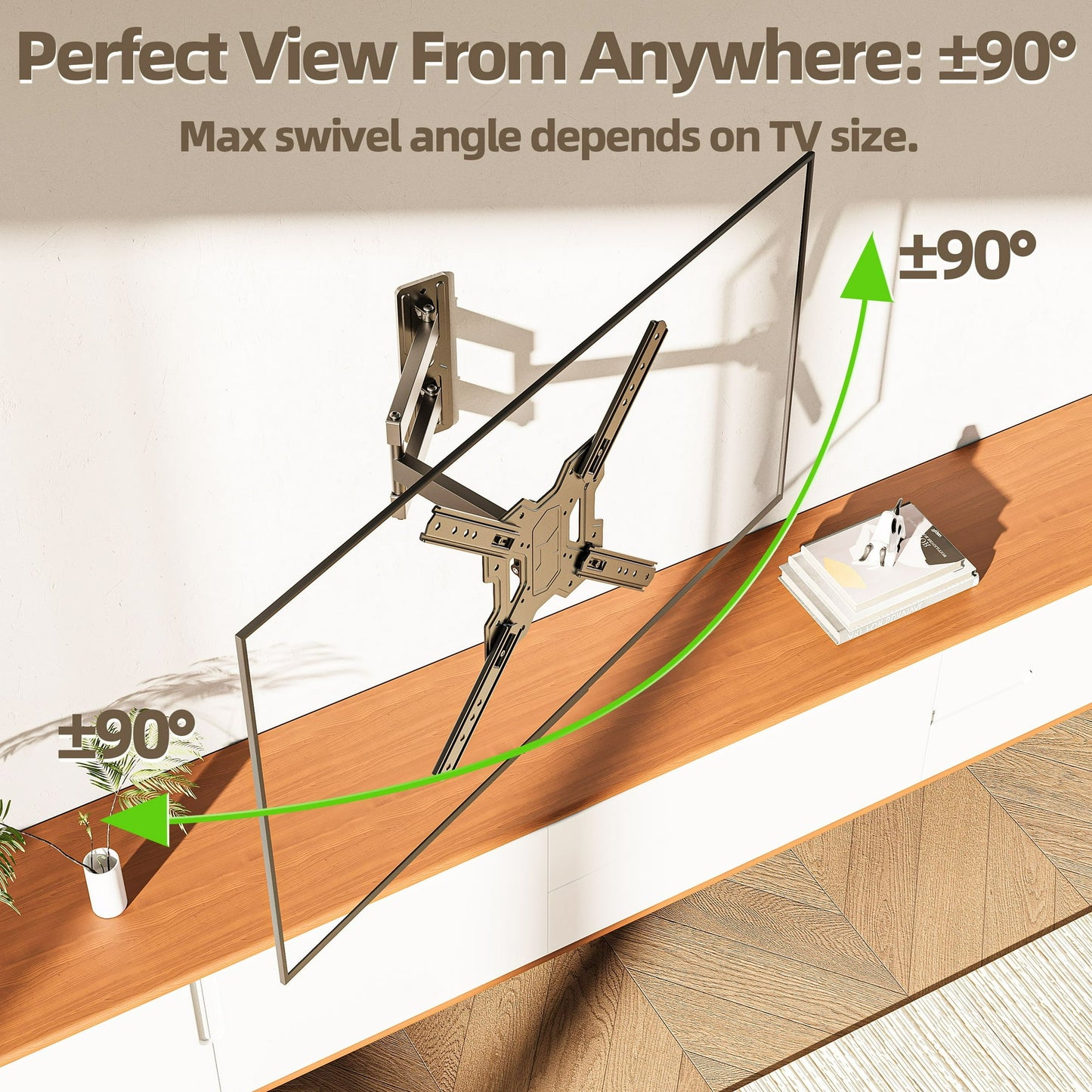 Full Motion TV Wall Mount Bracket with Swivel Arm for 23 to 55 Inch TVs
