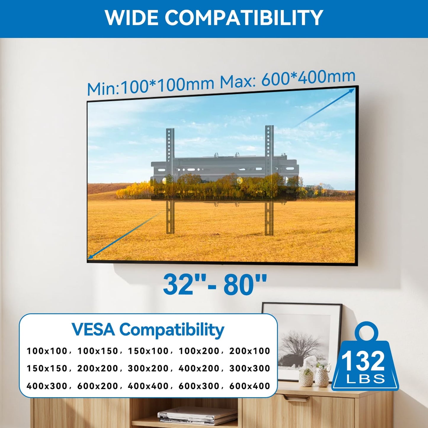 Full Motion TV Wall Mount Bracket for 32-80 inch TVs