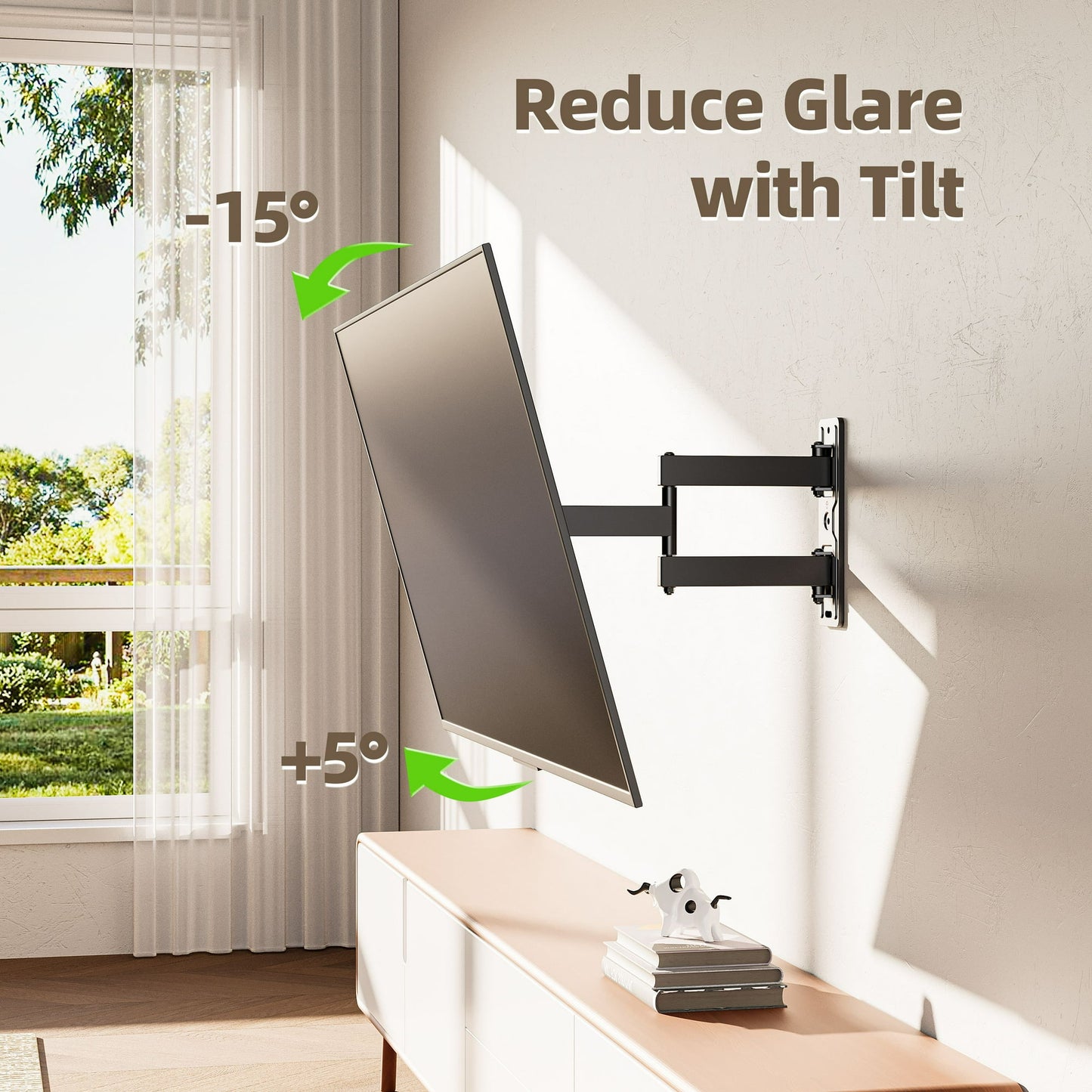Full Motion TV Wall Mount Bracket with Swivel Arm for 23 to 55 Inch TVs