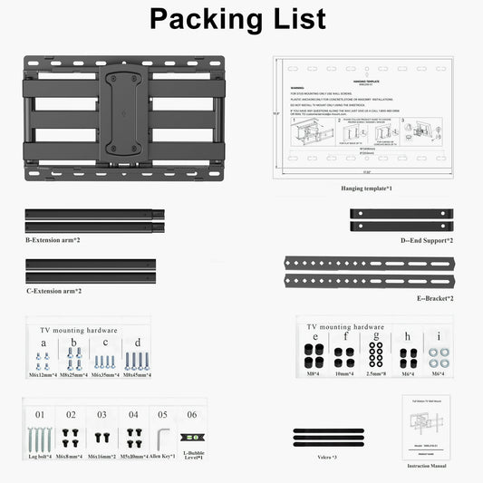 Full Motion TV Wall Mount for 47-90 inch TVs