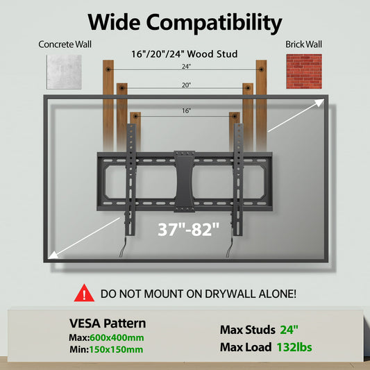 Large Tilting TV Wall Mount for 37-82" TVs