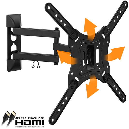 Full Motion TV Wall Mount with Swivel Arm for 28" 32" 40" 43" 48" 50" 55" Inch Flat Screen TVs