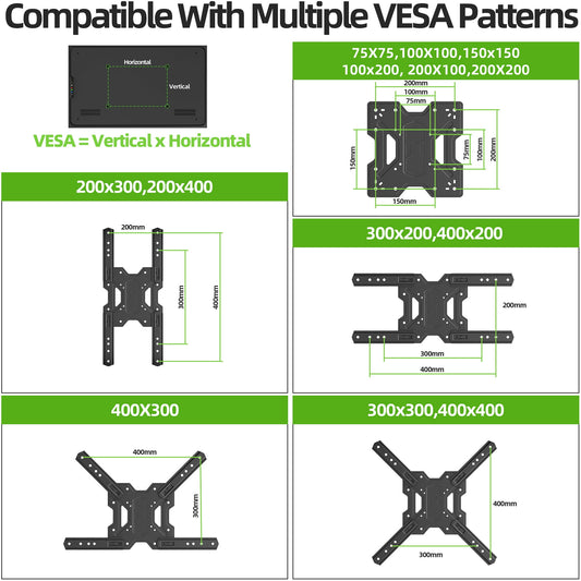 Full Motion TV Wall Mount Bracket with Swivel Arm for 23 to 55 Inch TVs